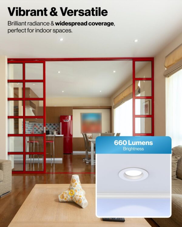 Sunco 4 Pack Retrofit LED Recessed Lighting 4 Inch, 3000K Warm White, Dimmable Can Lights, Baffle Trim, 11W=60W, 660LM, Damp Rated - ETL - Image 2