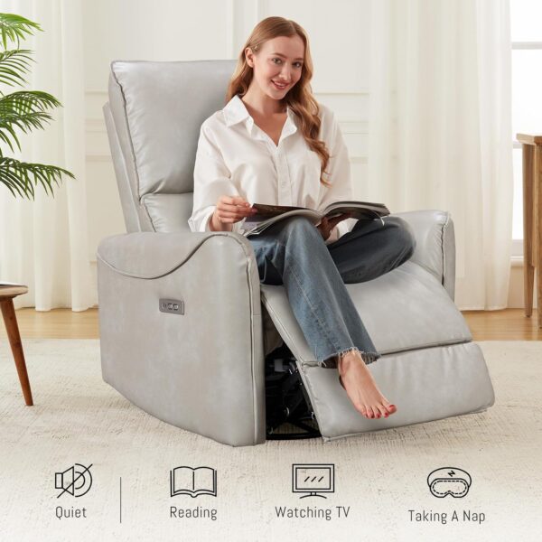 Rocker Recliner Chair, Swivel Recliner Chairs for Adults, Adjustable Glider Reclining Chair for Living Room, Bedroom, Office, No-Tool Assembly Multi-Functional Living Room Chairs, Black - Image 4