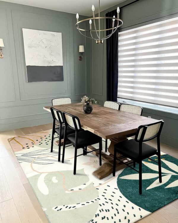 Lahome Green Botanical Print Washable Rugs - 5x7 Area Rugs for Living Room Boho Throw Large Bedroom Kitchen Rug Non-Slip Low-Plie Entryway Rug Floor Mat Carpet for Dining Laundry Room Office Rug - Image 4