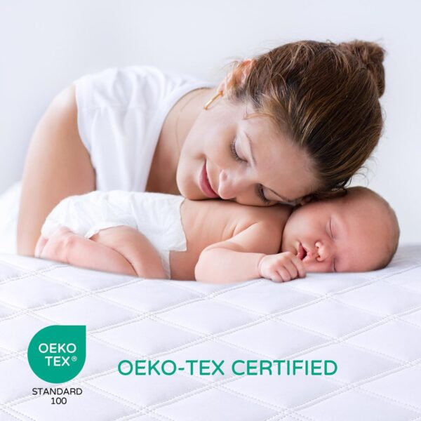 Yoofoss Waterproof Crib Mattress Protector 2 Pack, Quilted Crib Mattress Pad Cover Ultra Soft and Breathable, Machine Washable Toddler Mattress Protector for Standard Baby Crib Size 52''x28'' - Image 3