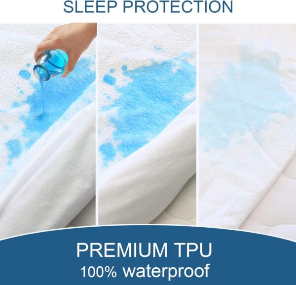 Twin Mattress Protector Waterproof Soft & Breathable Terry, Noiseless Twin Mattress Cover Fitted Sheets up -14'' Twin Mattress Protector for Kids Bed Cover Twin Size Mattress Pad Protecor Machine Wash - Image 4
