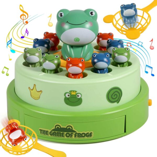 Boys Girls Frog Pop Out Catch Toys for Ages 3-13, Music Rotate Launch Interactive Kids Toys, 3 Years Old Boys Girls Toy Gifts