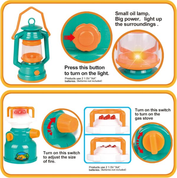 FUN LITTLE TOYS Pop Up Tent with Kids Camping Gear Set, Kids Play Tent Outdoor Toys Camping Tools Set for Kids - Image 5