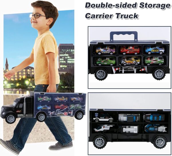 Toddler Toys for 3-4 Year Old Boys,Large Transport Cars Carrier Set Truck Toys with 12 Die cast Vehicles Truck Toys Cars,Ideal Christmas Easter Gifts Toys for Kids Age 3-7 - Image 5