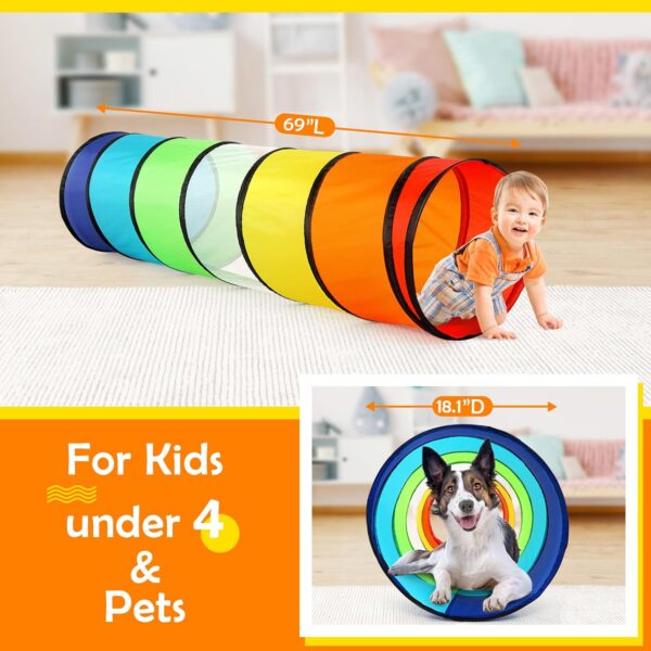 Kids Play Tunnel Tent for Toddlers, Colorful Pop Up Crawl Tunnel Toy for Baby or Pet with Breathable Mesh, Collapsible Gift for Boy and Girl Play Tunnel Indoor and Outdoor Game - Image 2