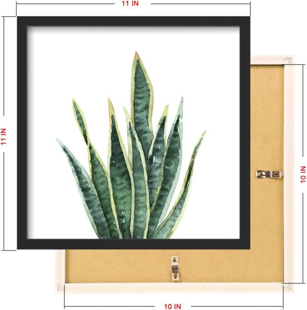 ArtbyHannah Bathroom Wall Art Set of 4 Botanical Wall Decor Green Plant Picture Frame Prints for Home Bedroom Restroom Decoration (Black, 10x10) - Image 3