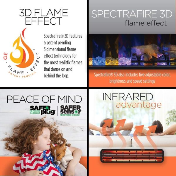 ClassicFlame 3D Infrared Quartz Electric Fireplace Insert Plug and Safer Sensor, 32" - Image 6