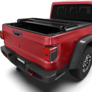 oEdRo Soft Tri-fold Truck Bed Tonneau Cover Compatible with 2020-2024 Jeep Gladiator, Fleetside 5 Feet Bed