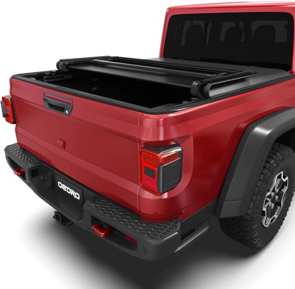 oEdRo Soft Tri-fold Truck Bed Tonneau Cover Compatible with 2020-2024 Jeep Gladiator, Fleetside 5 Feet Bed
