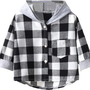 Baby Boys Girls Flannel Shirts Jackets Clothes Lapel Hooded Shacket Jacket Coats Fall Clothes Holiday Hoodies Outfits