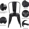 Yaheetech Iron Metal Dining Chairs Stackable Side Chairs Bar Chairs with Back Indoor/Outdoor Classic/Chic/Industrial/Vintage Bistro Trattoria Kitchen Restaurant Matte Black, Set of 4 - Image 5