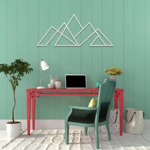METALPLEX Geometric Mountains Metal Wall Art - Metal Wall Home Decor - Rust Free Aluminum Composite Wall Decoration Piece - Hanging Wall Art For Living Room, Bedroom (Silver, W 46" x H 20" (Large))