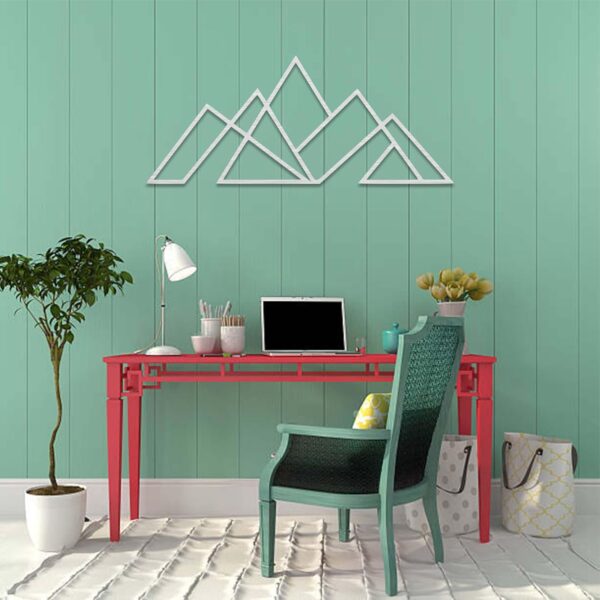 METALPLEX Geometric Mountains Metal Wall Art - Metal Wall Home Decor - Rust Free Aluminum Composite Wall Decoration Piece - Hanging Wall Art For Living Room, Bedroom (Silver, W 46" x H 20" (Large))