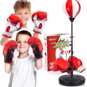 Punching Bag for Kids Included 2 Pack Boxing Gloves, Boxing Toys for Boys, Boxing Bag Sets with Height Adjustable Stand, Gifts for Boys & Girls Age 5,6,7,8,9,10 Years Old