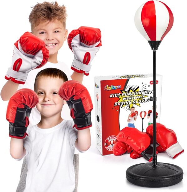 Punching Bag for Kids Included 2 Pack Boxing Gloves, Boxing Toys for Boys, Boxing Bag Sets with Height Adjustable Stand, Gifts for Boys & Girls Age 5,6,7,8,9,10 Years Old