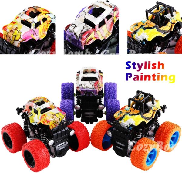 CozyBomB™ Monster Trucks Toys for Boys - Friction Powered 3-Pack Mini Push and Go Car Truck Playset Inertia Vehicle for Boys Girls Toddler Aged 3 4 5 Year Old Gifts for Kids Birthday Easter Christmas - Image 7