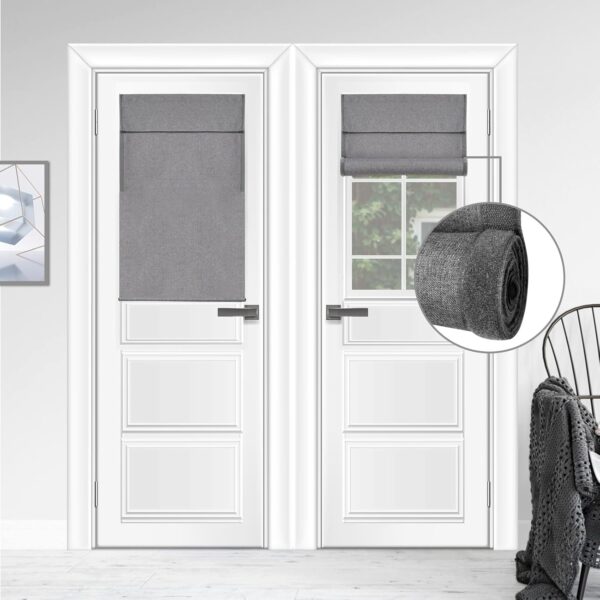 WdFour Triple Layers,UV Protect, 100% Light Block, Multi-use, no Noise, Easy Installed Door Curtains, Adjustable Roller Shade, Window Blind, for Office, Wards and Home(24Wx38L,Dark Gray,1 Piece)