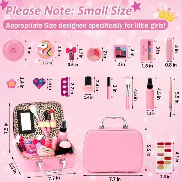 Kids Washable Makeup Girl Toys - Kids Makeup Kit for Girl, Real Make Up Set, Little Girls Makeup Kit for Toddler Kid Children Princess, Christmas Birthday Gift Toys for Girl 4 5 6 7 8 9 10 Year Old - Image 3