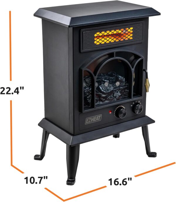 EZ-HEAT Electric Fireplace Space Heater with Flame Effect, Adjustable Thermostat, Dual Heat Settings, and Overheat Protection, MT1288 - Image 7
