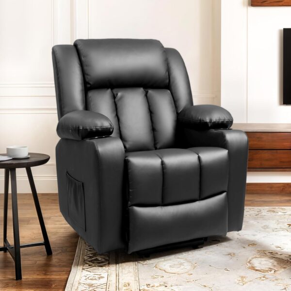 FLEXISPOT XL31 Power Lift Recliner Chair for Elderly, Oversized Electric Leather Lift Chair with Cup Holders, Side Pockets, Massage Reclining Chair Sofa for Living Room Bedroom (Black) - Image 2