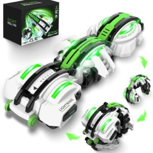 BAZADER RC Cars with LED Lights - Remote Control Car Snake 360° Roll Toys, Birthday for Kids Age 7 8 9 10 11+ Year Old, 2 Batteries 60+min, Indoor/Outdoor Toys for 6-12 yr Teen Boys