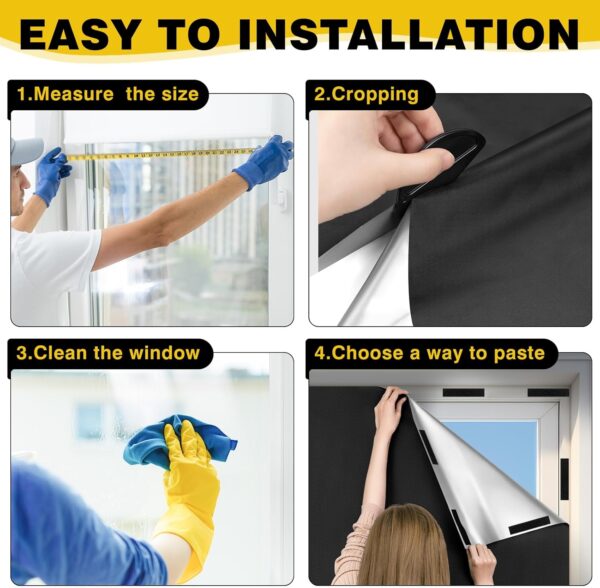 Lzerking Blackout Curtains 100% Blackout Window Cover 118" x 57" Portable Black Curtains Blackout Blinds for Bedroom,Travel,Office,Camp - Image 7