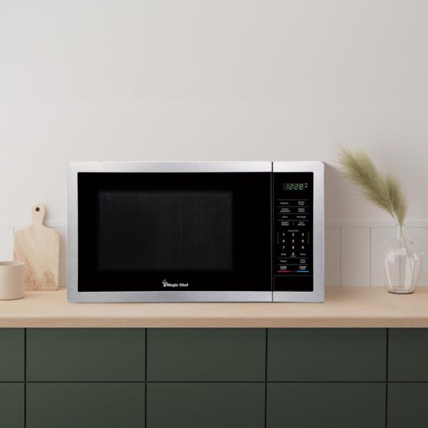 Magic Chef 900 Watts 0.9 Cubic Feet Small Countertop Microwave Oven for Compact Spaces with 6 Pre Programmed Cooking Modes, Stainless Steel - Image 5