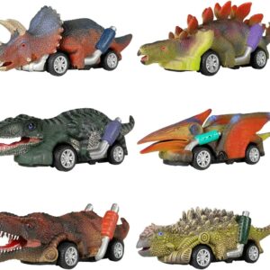 DINOBROS Dinosaur Toy Pull Back Cars,6 Pack Dino Toys for 3 Year Old Boys Girls and Toddlers,Boy Toys Age 3,4,5 and Up,Pull Back Toy Cars,Dinosaur Games with T-Rex