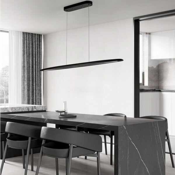 59inch Integrated Led Pendant Light 40w Dimmable Wood Black Linear Pendant Lighting Led Modern Island Light with Black Finish for Living Room Dining Room Billiard & Pool Lights - Image 4