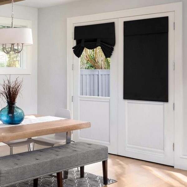HOMEIDEAS French Privacy Door Curtains for Door Window, French Door Blinds for Glass Door, Thermal Insulated Tie Up Shade Door Window Covering for Bedroom, Black, W26 X L40, 1 Panel - Image 6