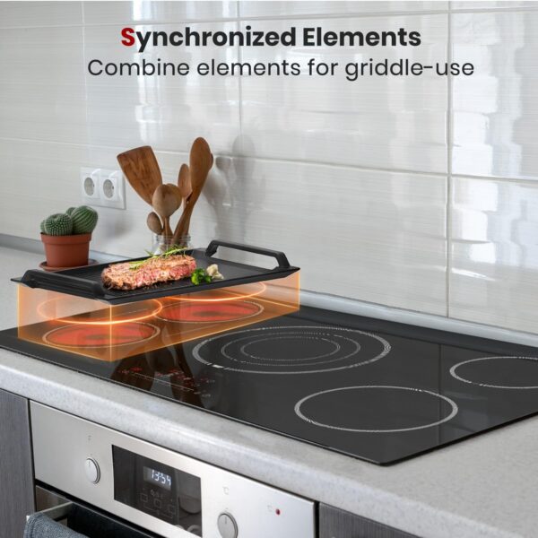 GASLAND 36 Inch Electric Cooktop 5 Burners, ETL & FCC Certificated, 9200W Built-in Radiant Ceramic Cooktop, Sync & Triple Burners, Slide Touch Control, Child Safety Lock, Hot Surface Indicator, 240V - Image 3