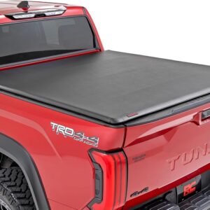 Rough Country Soft Roll-Up Truck Bed Cover, Truck Tonneau Covers for Toyota Tundra (2022-2024) - 5'7 Weather-Resistant, Soft Roll-Up Tundra Bed Cover