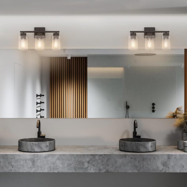Espird Black Bathroom Vanity Light - 3 Light Bathroom Light Fixture Square Design & UL Certification, Bathroom Lighting Fixtures Over Mirror, Modern Matte Black Vanity Light for Bathroom & Restroom - Image 6