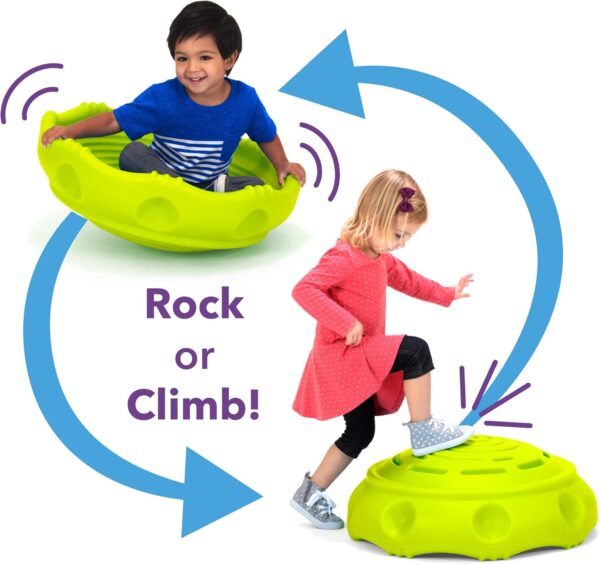 Simplay3 Two Sided Rock Around Wobble Disk and Climbing Dome for Toddlers and Kids - Rocking and Climbing - Indoor/Outdoor - Green, Made in USA - Image 3