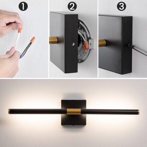 Black Gold Vanity Light Fixtures for Bathroom Over Mirror 24 inch LED Bath Sconces 4000K Morden Picture Lights for Paintings (Horizontal & Vertical) - Image 7