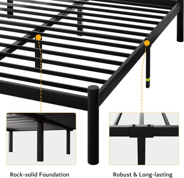 iPormis Full Size Metal Platform Bed Frame with Modern Iron-Art Headboard/Heavy Duty Steel Slats Support/Under Bed Storage/No Box Spring Needed/Easy Assembly/Noise-Free/Black - Image 6