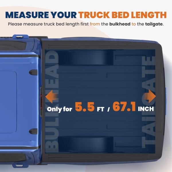 Quad 4-Flip 5.5FT Soft Flip Truck Bed Tonneau Cover On Top Compatible with 2015-2024 Ford F150 F-150 Bed Fourth Flip Styleside Truck Bed Cover - Image 2