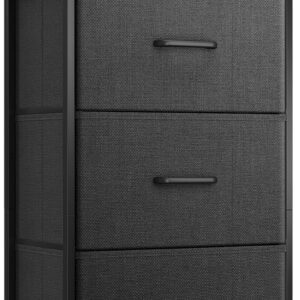 AODK Dresser for Bedroom Nightstand Small Dresser Chest of Drawers End Table for Living Room, Closet Dresser with 3 Storage Drawers Organizer Clothes, Black