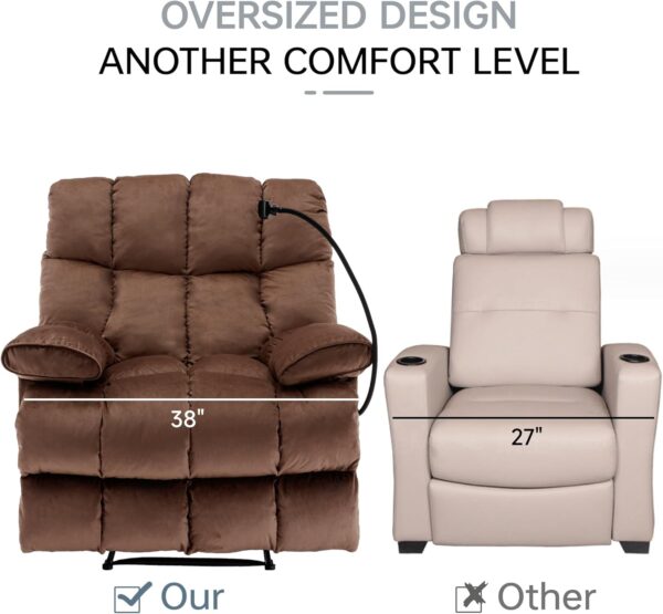 Oversized Recliner Chair, Big Mans Recliner Chairs for Adults 400LBS, Wide Recliners for Tall Man, Large Recliner Chair for Living Room, Brown - Image 6