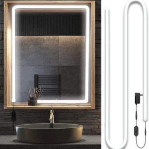LED Vanity Mirror Lights, Hollywood Style Makeup Lights, 10FT/6000K/Dimmable/12V Adapter/Self-Adhesive Strip Lights for Mirror, Lighting for Makeup Vanity Table & Bathroom Mirror