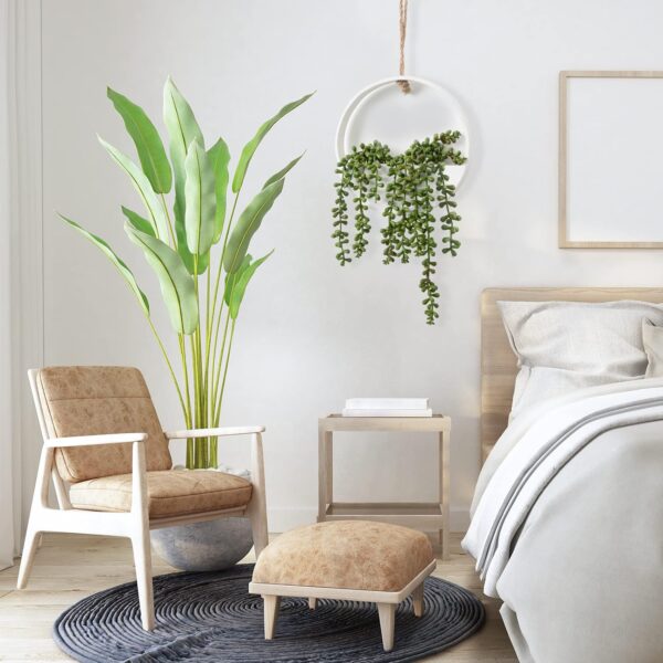 CEWOR Artificial Succulents Hanging Plants 2pcs Fake String of Pearls in Pot with Lanyard for Indoor Outdoor Wall Boho Wall Decor - Image 7