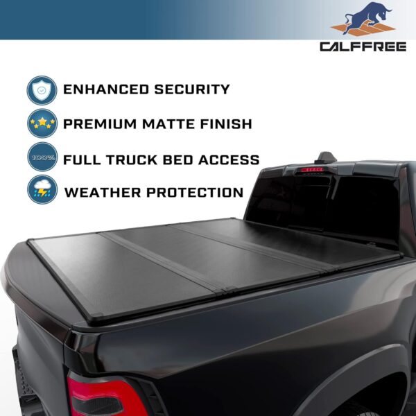 Hard Tri-Fold Truck Bed Cover Compatible with 2009-2024 Dodge Ram 1500 & 2500 6' 4" Bed Without Ram Box (76.3") - Image 3