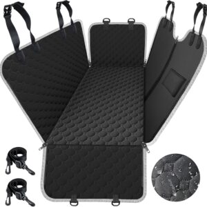 Mancro Dog Car Seat Cover for Back Seat, Waterproof Car Seat Protector for Dogs with Side Flaps, Scratchproof Dog Backseat Cover, Durable Nonslip Dog Hammock for Sedans, Trucks, SUVs, Standard