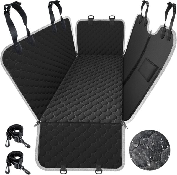 Mancro Dog Car Seat Cover for Back Seat, Waterproof Car Seat Protector for Dogs with Side Flaps, Scratchproof Dog Backseat Cover, Durable Nonslip Dog Hammock for Sedans, Trucks, SUVs, Standard