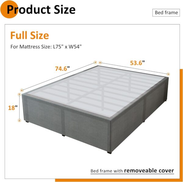 18 Inch Full Size Bed Frame with Skirt, Heavy Duty Metal Bed Frame Full, No Box Spring Needed, Support Up to 3000 lbs, Easy Assembly, Noise Free, Black - Image 2