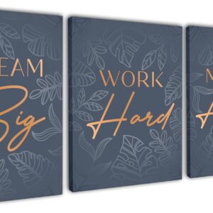 Inspirational Wall Décor for Office, Bedroom, Living Room - 3pc Motivational Poster Set - Framed Canvas - 12.5 x 15 Inch Wall Art