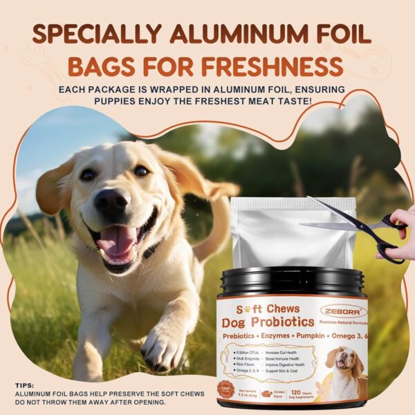 Probiotics for Dogs, Dog Probiotics for Digestive Health, Plus Pumpkin and Fish Oil, for Gut & Itchy, 120 Soft Chews - Image 7