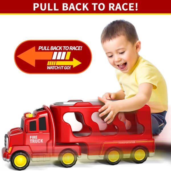 Bennol Toddler Trucks Toys for Boys Age 1-3 3-5, 5 in 1 Fire Car Truck Bus for Toddlers Boys Girls 1 2 3 4 5 6 Years Old, Toddler Boy Toys Christmas Birthday Gift Car Sets with Light Sound - Image 4