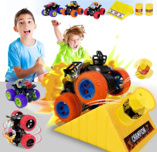 CozyBomB™ Monster Trucks Toys for Boys - Friction Powered 3-Pack Mini Push and Go Car Truck Playset Inertia Vehicle for Boys Girls Toddler Aged 3 4 5 Year Old Gifts for Kids Birthday Easter Christmas - Image 4