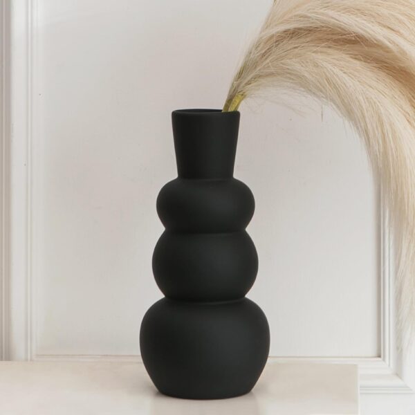 Black Ceramic Vase, Modern Dried Flower Vase, Black Matte Pampas Flower Vases, Boho Home Decor for Centerpiece Wedding Dinner Table Party Living Room Office Bedroom, Housewarming Gift - Image 2